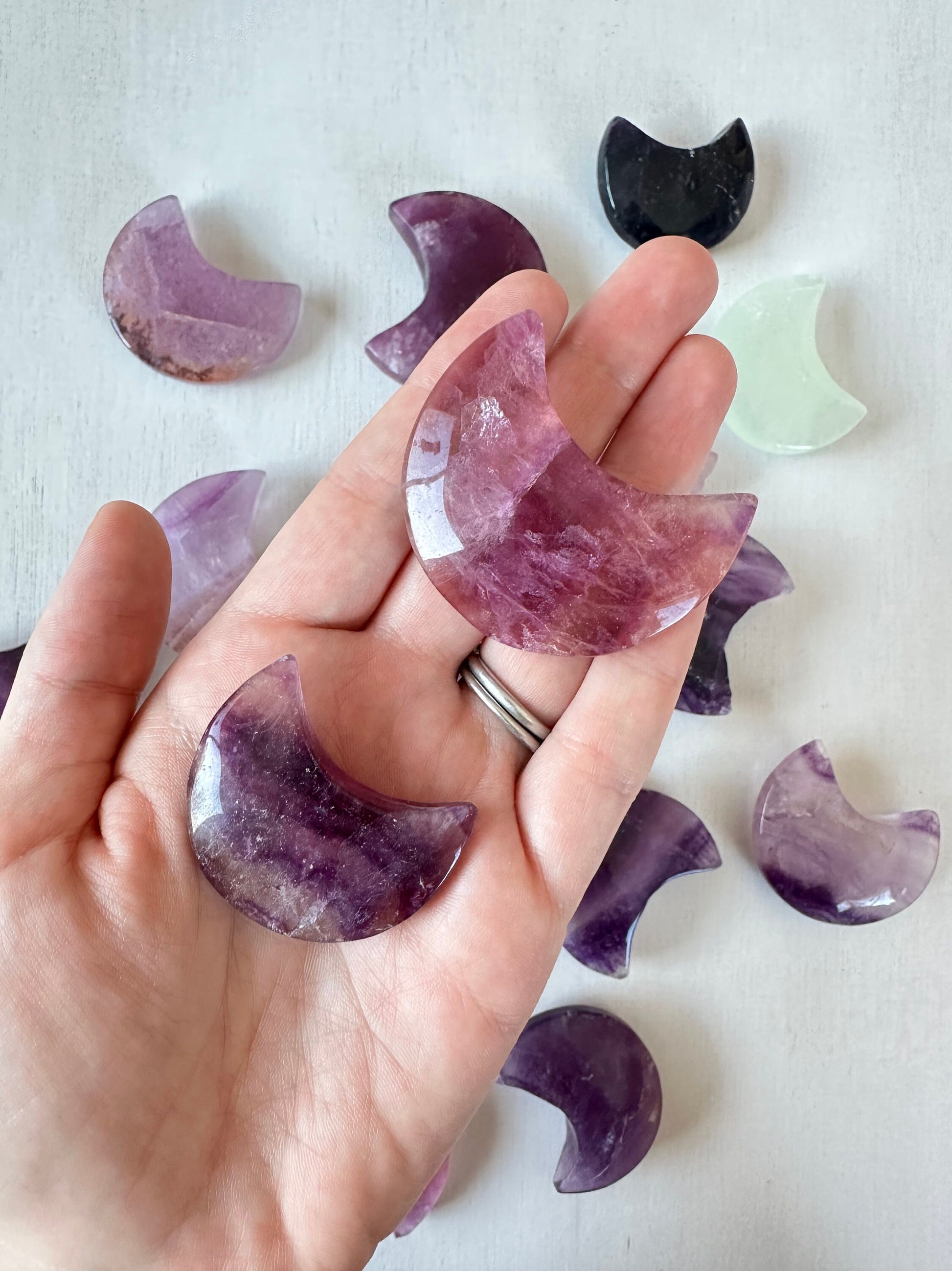 Fluorite Moon | Carved Moon Gemstone