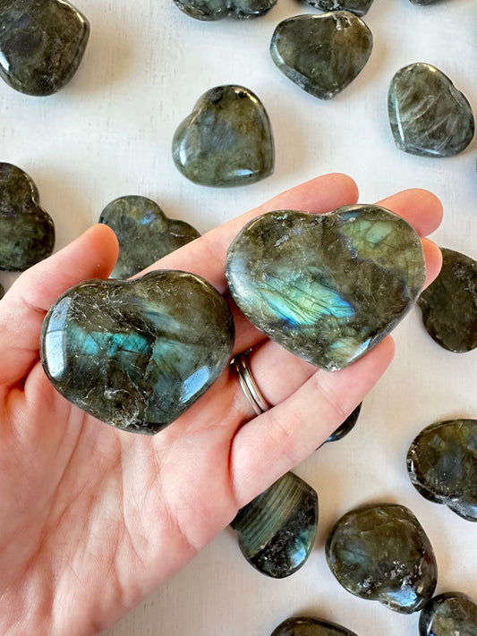 Labradorite Hearts | Labradorite Heart Gemstone | Carved Heart Crystal