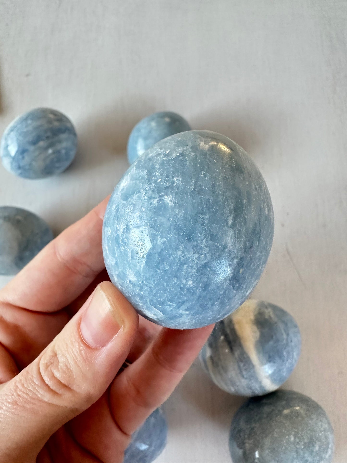 Blue Calcite Egg | Carved Gemstone Egg Crystal