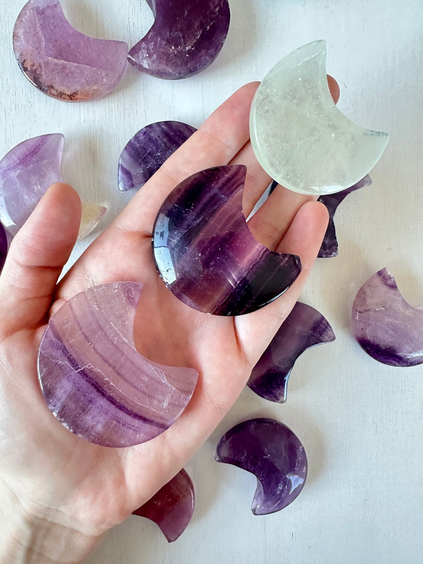 Fluorite Moon | Carved Moon Gemstone